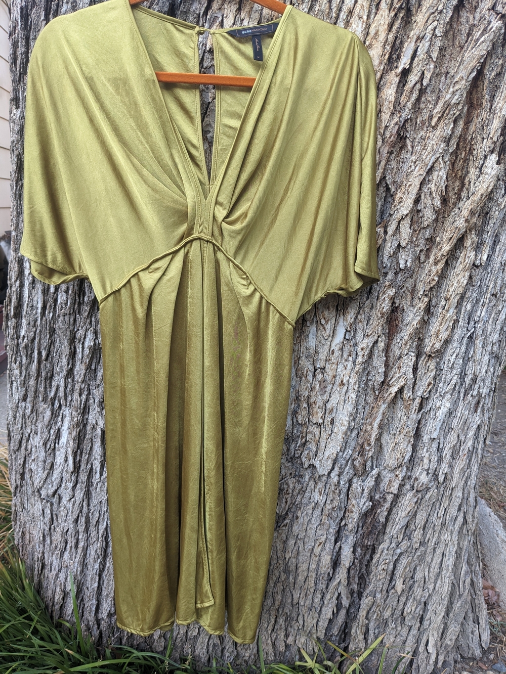 BCBGMAXAZRIA Women's Olive Green Maxi Dress Size Medium